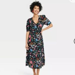 Women's Puff Short Sleeve Runched A line Dress - A New Day